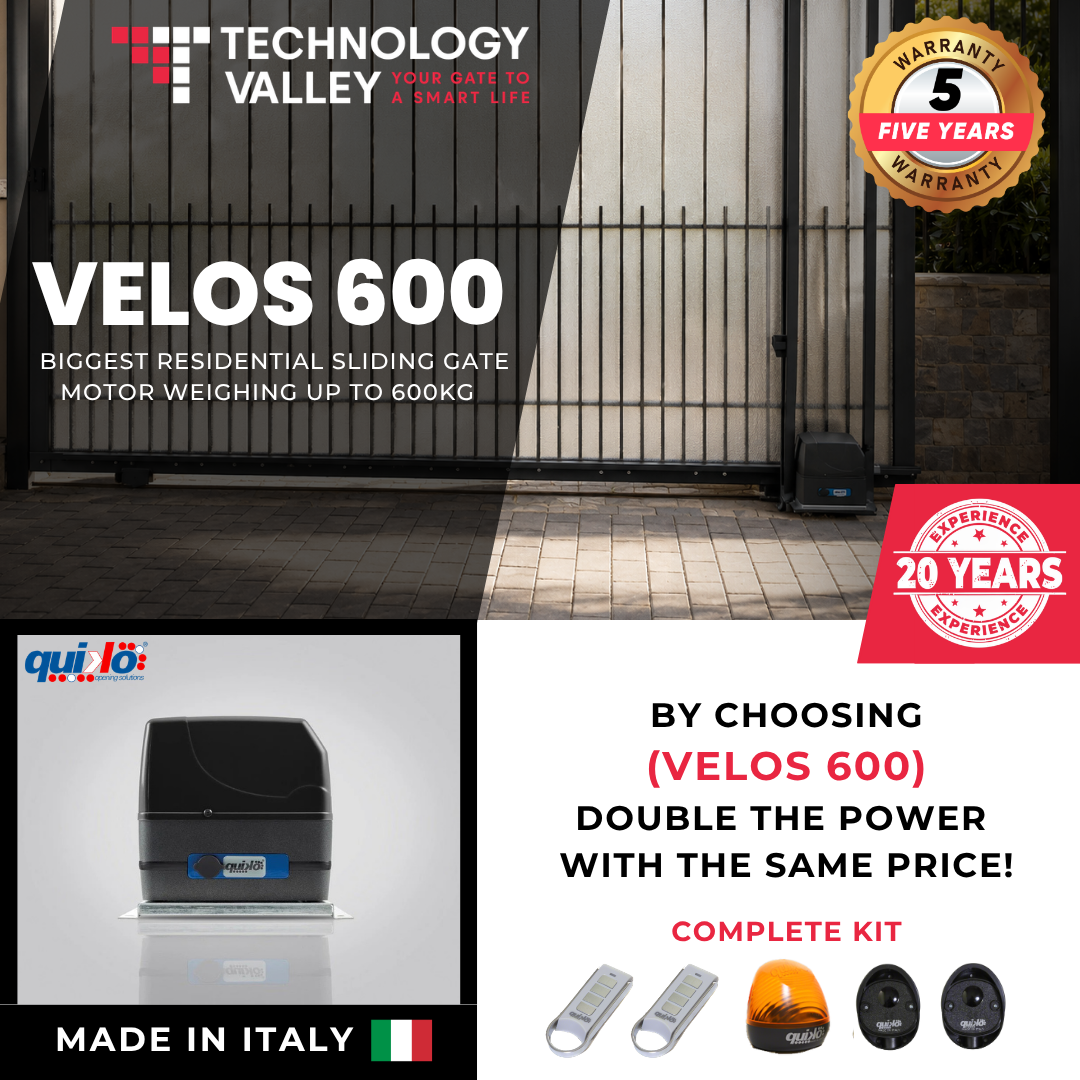 Quiko Italy Velos 600kg Sliding Gate Opener – Biggest Residential Capacity, Same Price | أكبرموتور بوابة سكنية في مصر