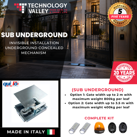 Quiko Italy Sub Underground Swing Gate Motor – Hidden Installation for Artistic Gates | موتور بوابة تحت الأرض للبوابات الفنية في مصر